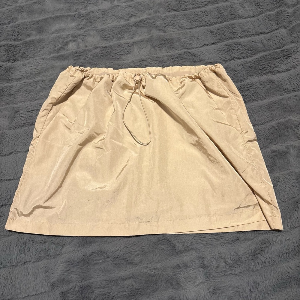 Forever 21 Neutral Beige Drawstring Mini Skirt